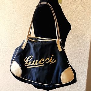 USED GUCCI NAVY BOULEVARD TOTE